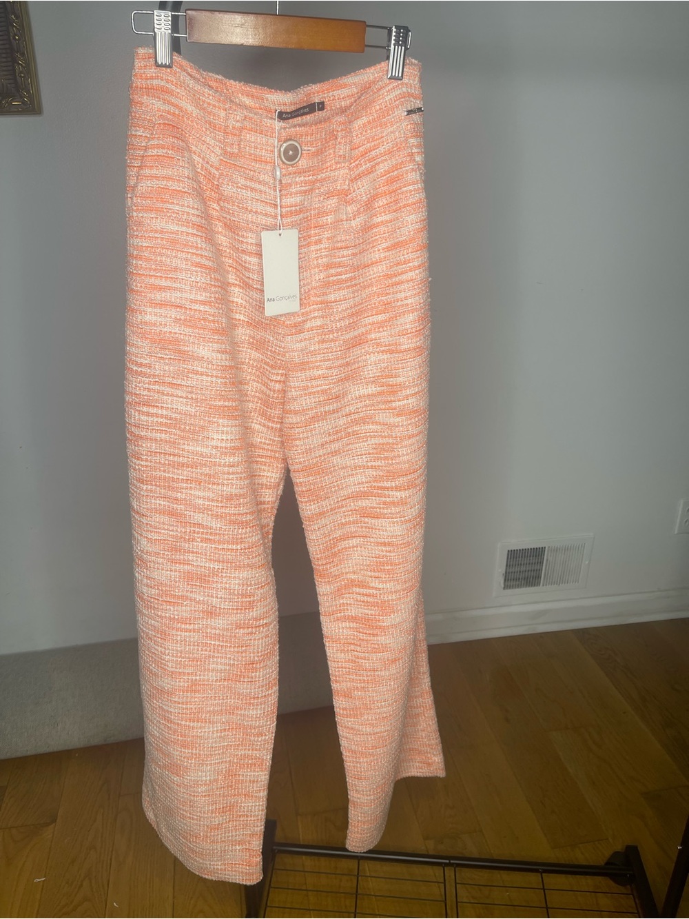 Ana Gonçalves Peach & Cream Tweed Wide-Leg Pants